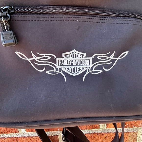 Harley Davidson Nylon Backpack Small Black HD embroidered Moto Biker Bag tote - Picture 2 of 7